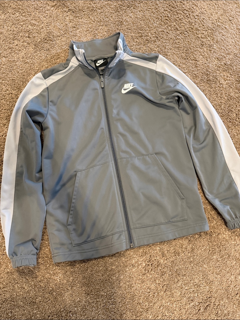 Nike Gray and White Full-Zip Athletic Jacket